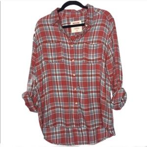 XL Boyfriend Shirt - Terra Cotta Colored Plaid